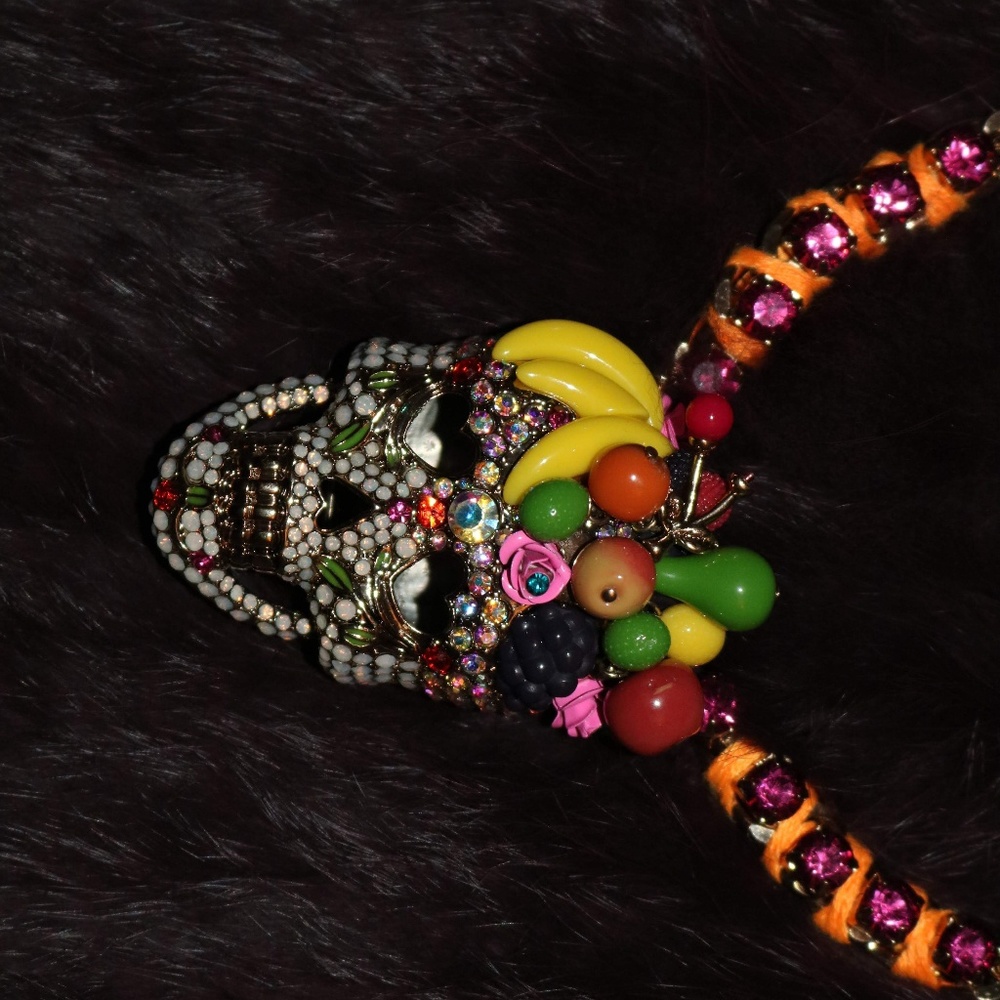 RARE!!! Betsey Johnson Skull And Fruit NECKLACE